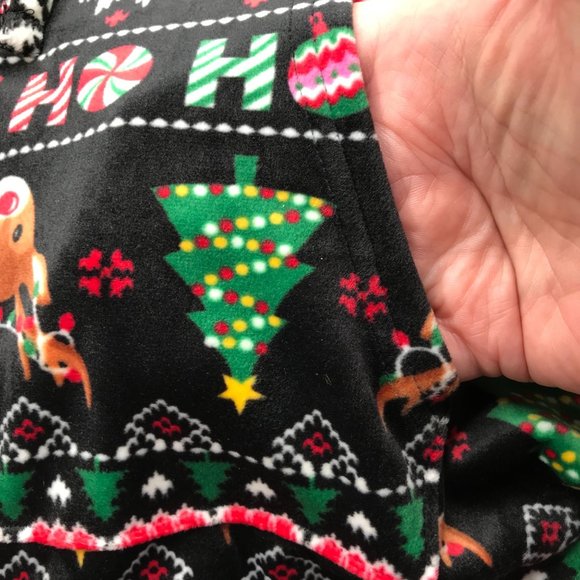 No Bo Junior's Christmas Plush Hooded Pullover Deer Ho Ho Size Sm 3-5 Black New - Picture 16 of 16